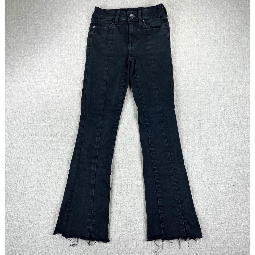 American Eagle Skinny Kick Bootcut Jeans Women 00 Short 23x27 Black low rise